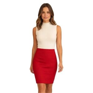 St. John Evening by Marie Gray Red Santana Knit Pencil Skirt Size 8 USA